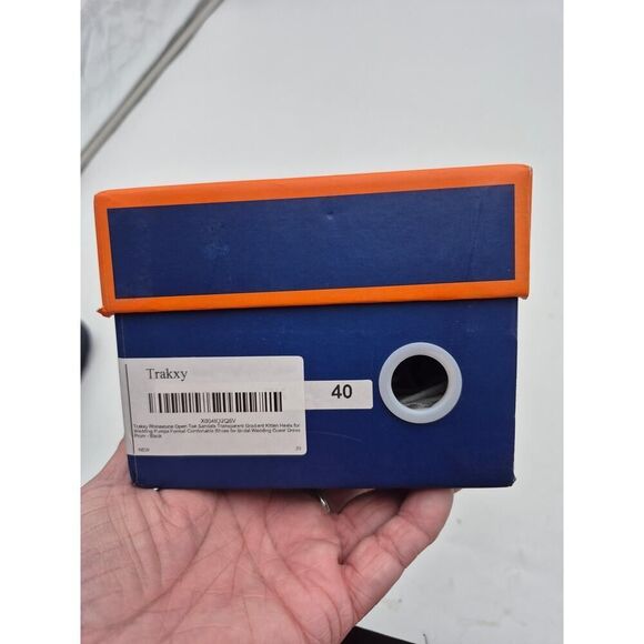 Trakxy Women's Rhinestone Open Toe Kitten Heel Transparent Sandals Size 40 Black - Picture 9 of 9